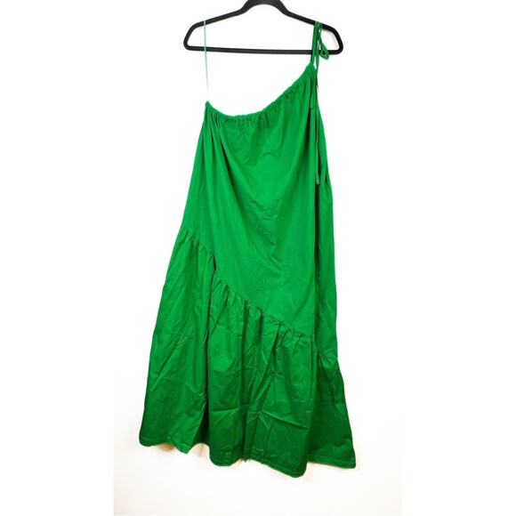 Zara Green Combined Asymmetric Dress. - Picture 4 of 10